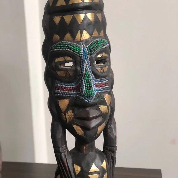 (2) Beautifully Adorned Vintage West African Fulani Peul Fulbe Tribe Sculptures